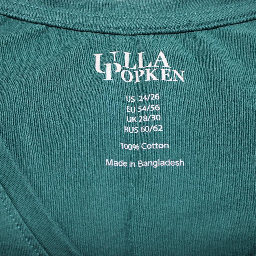 Ulla Popken Dress Women 24/26 Green Jersey Midi 3/4 Sleeve Swing Pockets Long - Picture 3 of 9